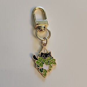 Mischievous CAT  ZIPPER Pull purse charm   Charm bracelet Lobster claw EO